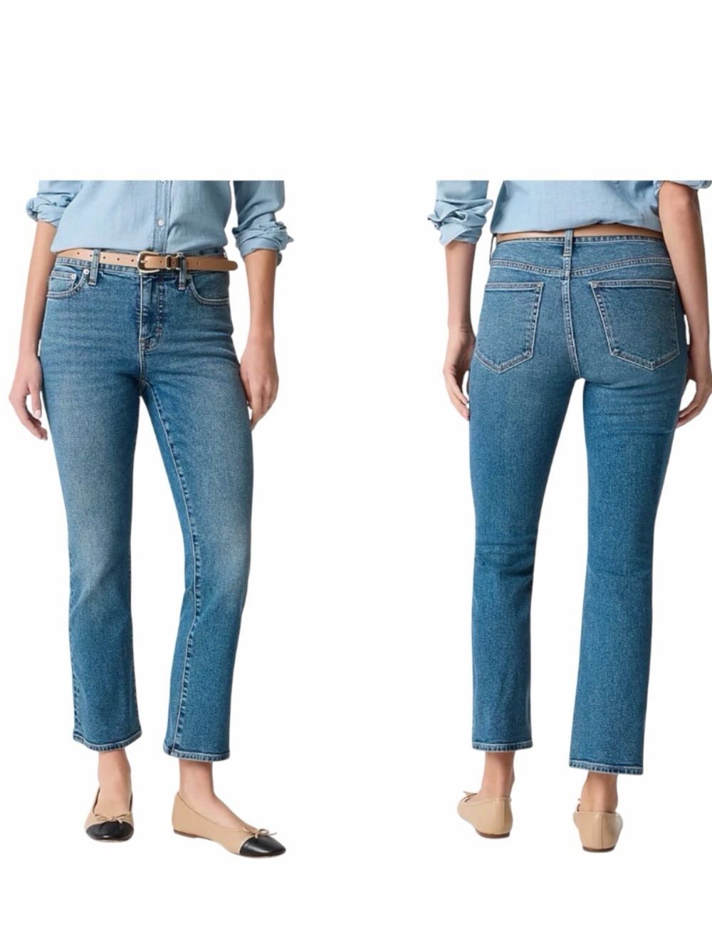 J.Crew Mid Rise Flare Crop Jeans Womens 31 Light Wash Stretch Denim CG352 2025